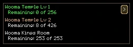 The same tracker with the pointer on it: a dark plate behind the text and a small arrow button in the top right corner.