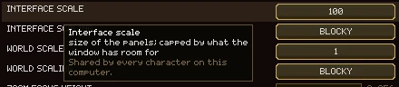 The tooltip of the Interface scale row, ending Shared by every character on this computer.