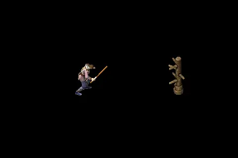A new wizard using Asteroid on a training target, on black.