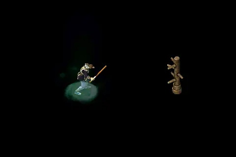 A new wizard using Cyclone on a training target, on black.