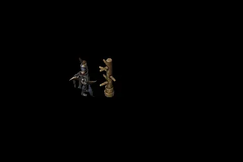 A new assassin using Dark Conversion on a training target, on black.