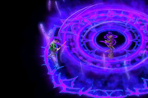 A new taoist using Dark Soul Prison on a training target, on black.