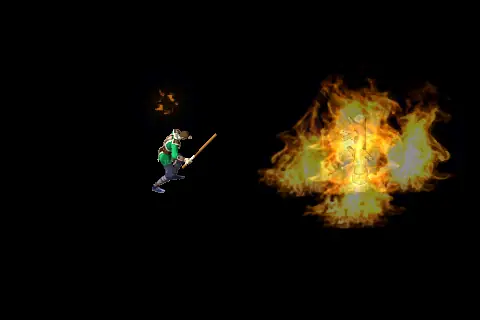 A new wizard using Fire Wall on a training target, on black.