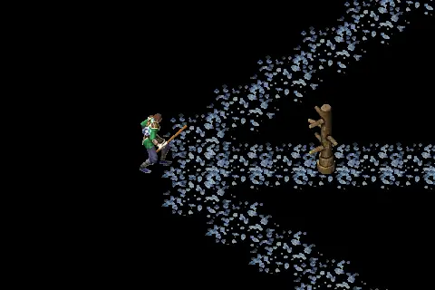 A new wizard using Greater Frozen Earth on a training target, on black.