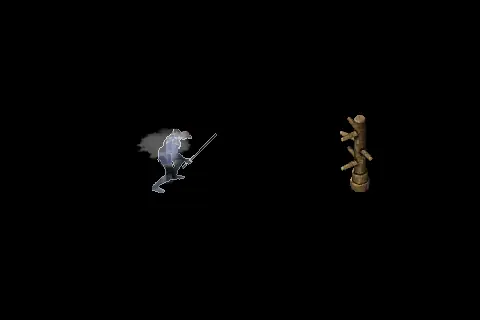 A new taoist using Invisibility on a training target, on black.