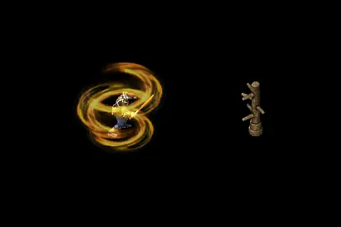 A new wizard using Repulsion on a training target, on black.