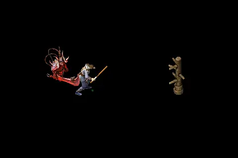 A new taoist using Summon Demonic Creature on a training target, on black.