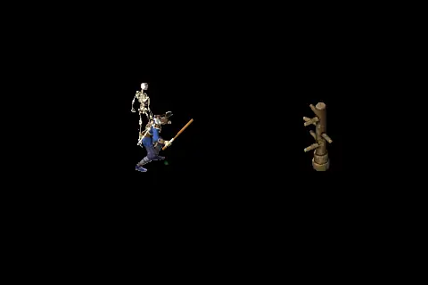 A new taoist using Summon Skeleton on a training target, on black.