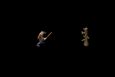 A new wizard using Thunder Storm on a training target, on black.
